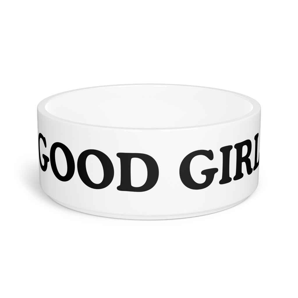 White wristband with 'GOOD GIRL' text on a white background